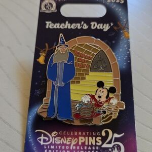 Disney Teacher's Day Pin with Blue and Gold Accents